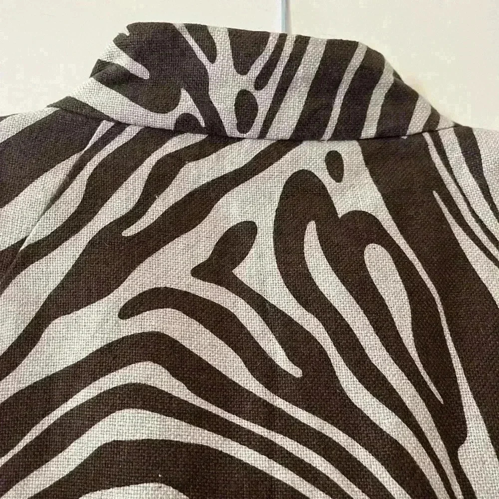 NWOT Michael Kors Brown & White Zebra Jacket Size 12P - Picture 10 of 11